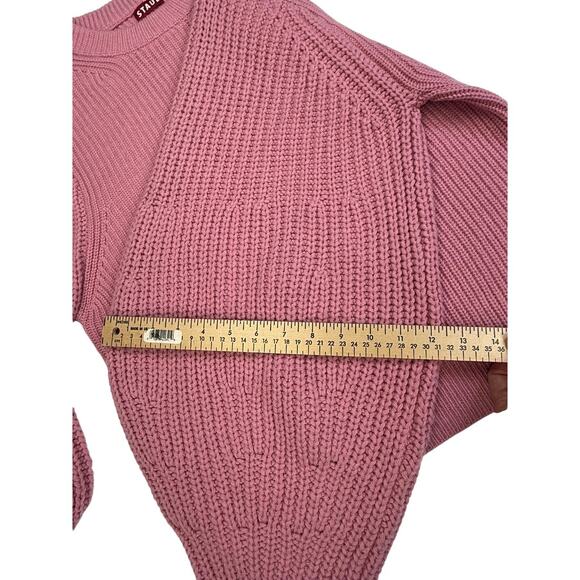 STAUD Pink Chunky Knit Sweater Balloon Sleeve Wool Blend Size L - Picture 11 of 11